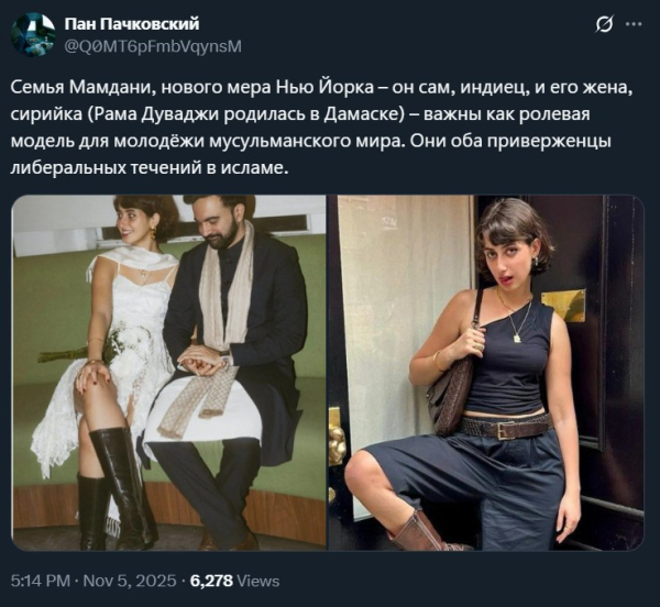 Ладно, в Твиттере протекает действительно важная политическая дискуссия: жена Мамдани – hot or not?