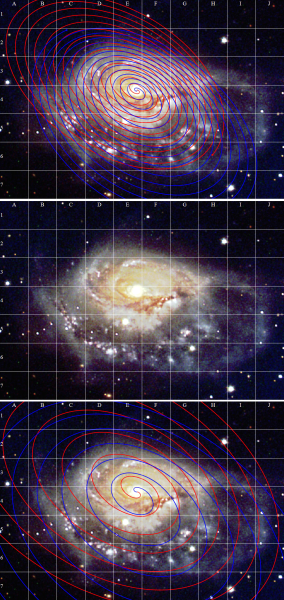 Рис. 12. Спираль спутника 3 на модели галактики NGC 1961. Второй вариант - после увеличения периода вдвое. Рис. 12. Спираль спутника 3 на модели галактики NGC 1961. Второй вариант - после увеличения периода вдвое.