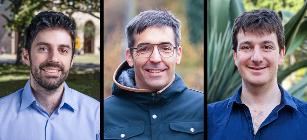 Новые доказательства сингулярностей мыльной пленки 3 Три расположенные рядом фотографии мужчины в темно-синей рубашке с воротником, мужчины в светло-голубой рубашке и мужчины в бирюзовой куртке.