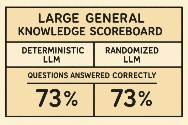 LLM — это рандомизированные алгоритмы 3 Большая таблица общих знаний, показывающая, что детерминированный и рандомизированный LLM показали схожие результаты