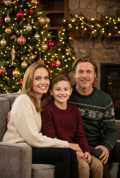 Семейная новогодняя фотосессия с помощью нейросети