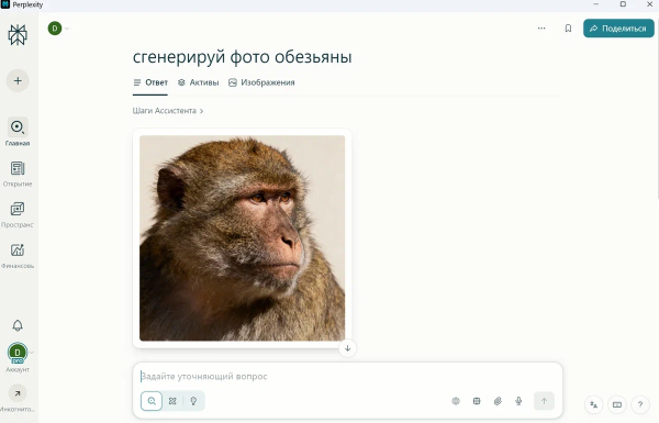 Пример генерации изображения обезьяны