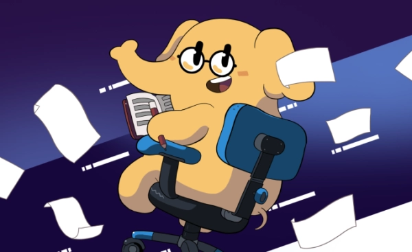 мастодонт верхом в офисном кресле