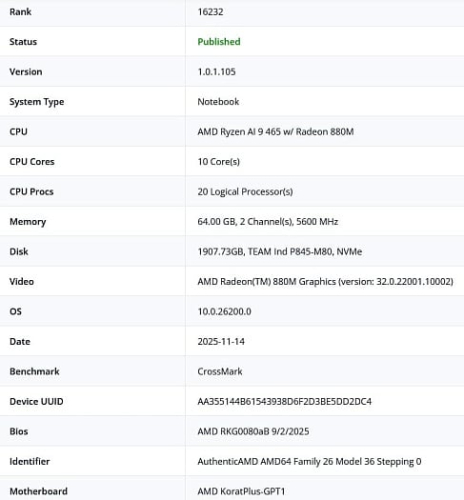 Мобильные процессоры AMD Ryzen AI 7 450 и Ryzen AI 9 465 отметились в BAPCo Мобильные процессоры AMD Ryzen AI 7 450 и Ryzen AI 9 465 отметились в BAPCo