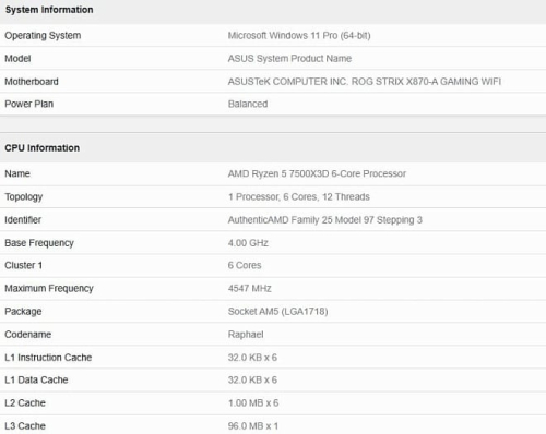 Ryzen 5 7500X3D менее чем на 10% хуже Ryzen 5 7600X3D в тесте Geekbench Ryzen 5 7500X3D менее чем на 10% хуже Ryzen 5 7600X3D в тесте Geekbench