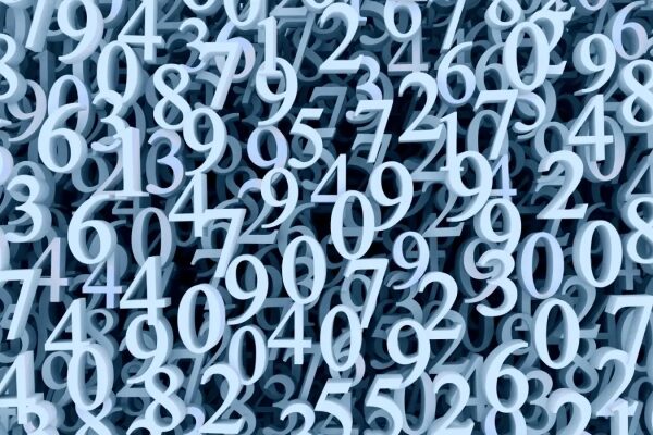 Фоновое изображение с хаотически расположенными случайными цифрами разных размеров.