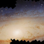 Спиральная галактика Андромеда, звезды и космическая пыль в глубоком космосе.