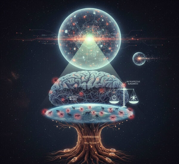 Футуристическое изображение мозга как дерева знаний и вселенной, нейронные сети.