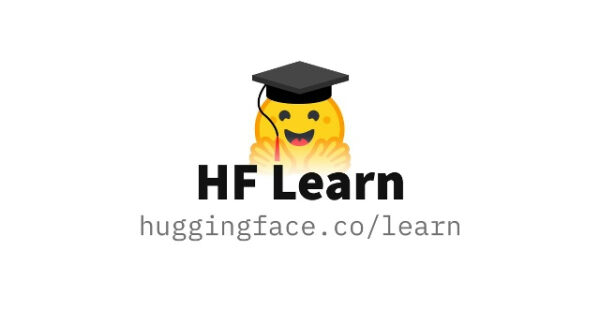 Эмодзи с академической шапкой и надпись: HF Learn. Ссылка: huggingface.co/learn.