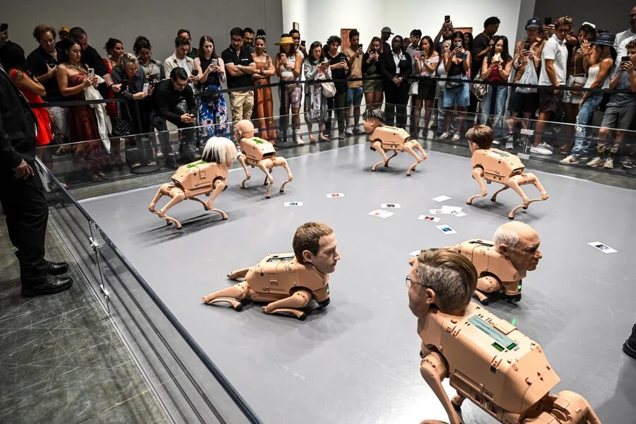 люди смотрят на арт-инсталляцию под названием 