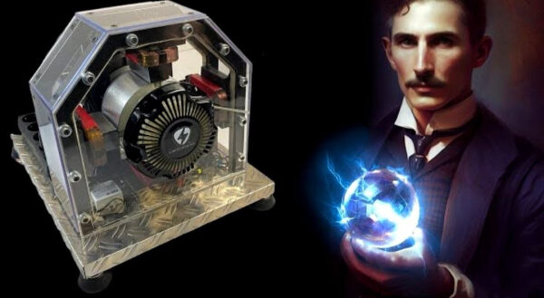 Изображение генератора и человека с электрической сферой в руке.