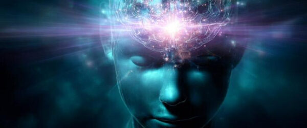 Футуристический фон с эффектом сияния и ярким светом на темно-зеленом фоне.