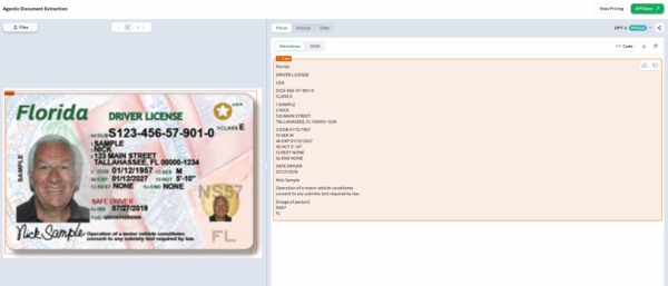 Водительское удостоверение США — рассматривается как единый блок данных, включающий все печатные поля и визуальные слои с единообразным выравниванием.