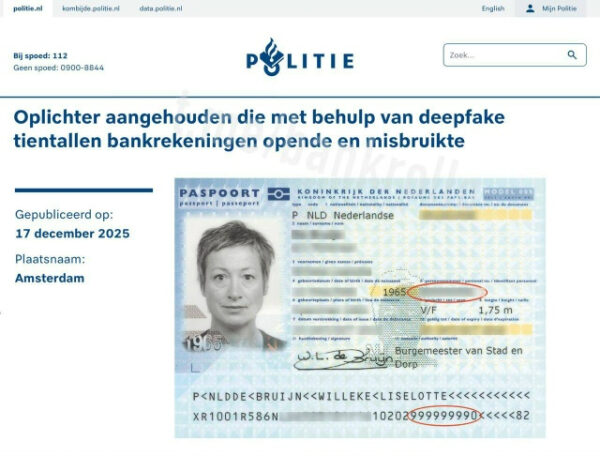 Фальшивый паспорт преступника, арестованного за мошенничество с использованием дипфейка.