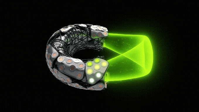 Анимация потока плазмы, протекающего через активную зону реактора Helios компании Thea Energy.
