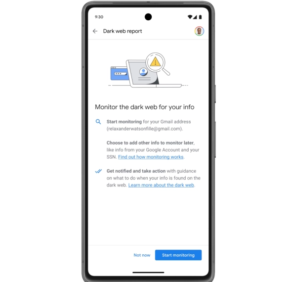 Мониторинг даркнета на смартфоне, предупреждение о безопасности данных.