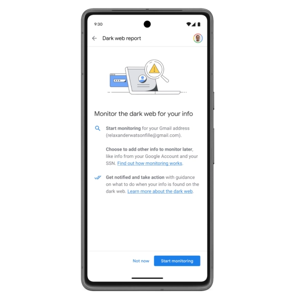 Мониторинг даркнета на смартфоне, предупреждение о безопасности данных.