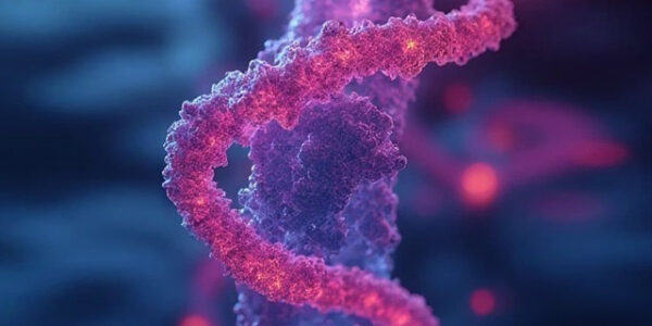 Молекула ДНК крупным планом, генная спираль, биологическая структура.