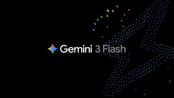 Логотип Gemini 3 Flash на черном фоне с цветными точками и звездой.