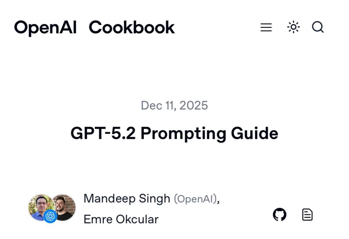 Вышел официальный гайд по промптингу GPT-5.2 — как выжимать из... 1 Обложка руководства GPT-5.2 от OpenAI, дата создания — 11 декабря 2025 года.