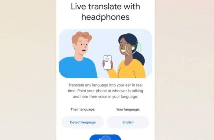 Приложение для живого перевода с помощью наушников на экране смартфона.