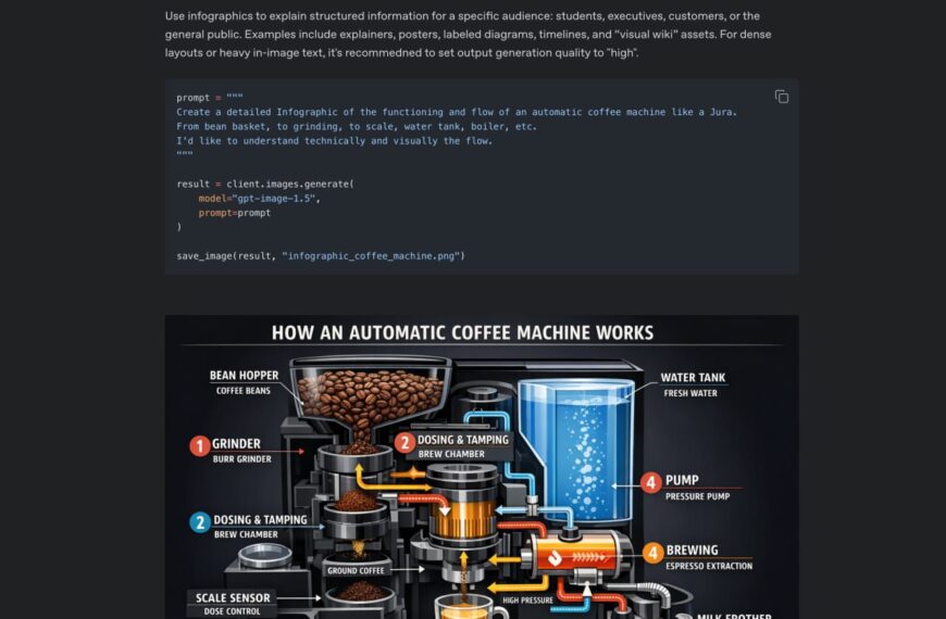 Инфографика работы автоматической кофемашины: этапы от зерен до готового кофе.