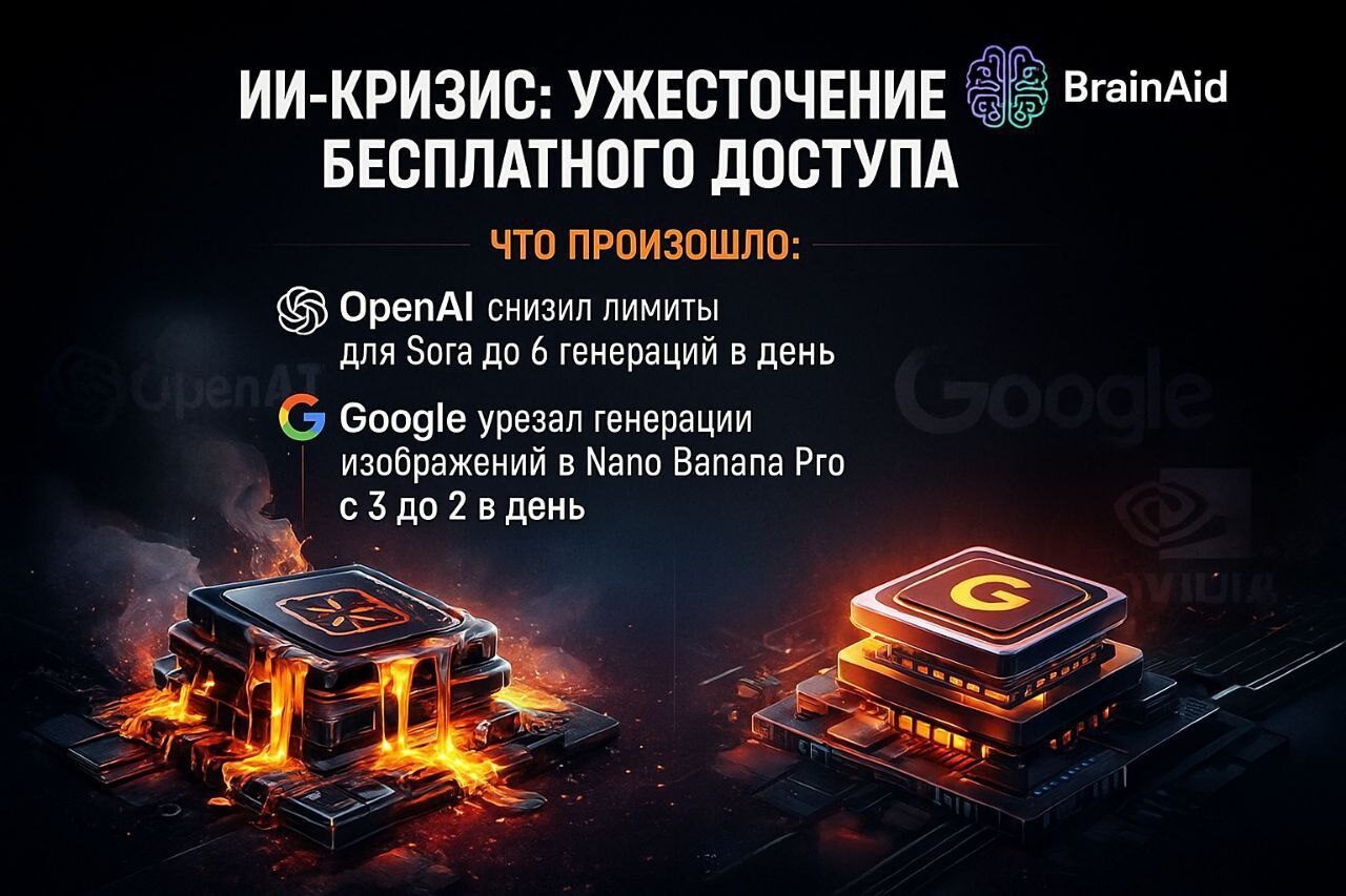 ИИ-кризис: ограничение бесплатного доступа от OpenAI и Google, снижение лимитов и генераций.