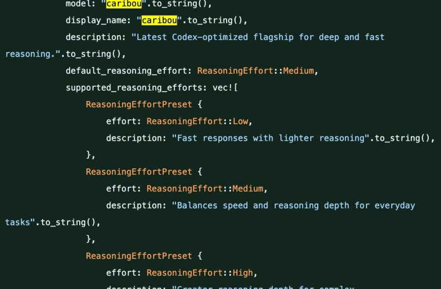 Фрагмент кода Rust с настройками моделей и усилием рассуждения.