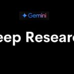 Логотип Gemini и текст "Deep Research" на черном фоне.