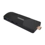 Черный мини-ПК с HDMI и USB портами, вид сбоку.