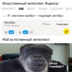 Мем о Яндекс-навигаторе и естественном интеллекте, с изображением задумчивой обезьяны.