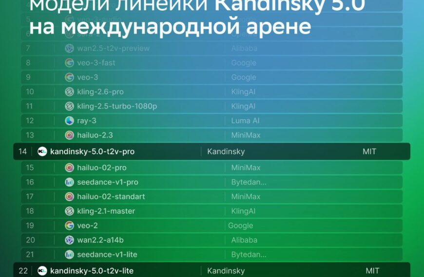 Российская модель Kandinsky 5.0 на международной арене, результаты рейтинга.