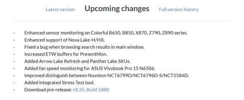 HWiNFO скоро получит поддержку Arrow Lake Refresh, Nova Lake-H/HX и Panther Lake