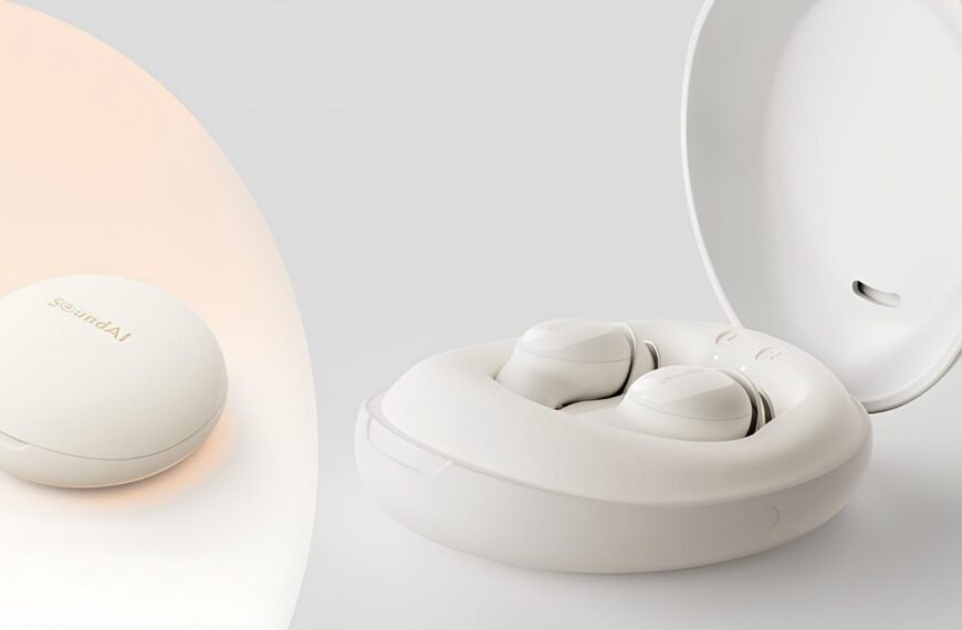 Белые беспроводные наушники в открытом зарядном футляре на светлом фоне.