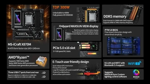 MAXSUN показала премиальную материнскую плату iCraft X870M