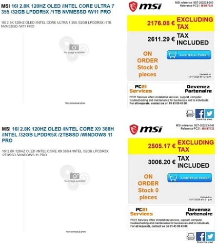 MSI и HP готовы к продажам ноутбуков с мобильными процессорами Intel Panther Lake