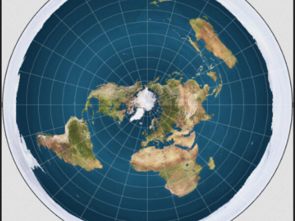 Карта мира в проекции с центром на Северном полюсе.