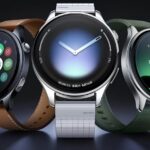 Умные часы с разными интерфейсами и ремешками на темном фоне.