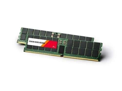 Модуль оперативной памяти 256GB DDR5 RDIMM на белом фоне.