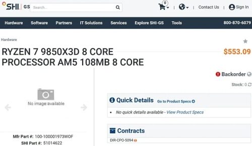 Розничные магазины начали добавлять Ryzen 7 9850X3D в свой ассортимент