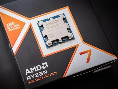 Коробка с процессором AMD Ryzen 7 9000 Series с технологией 3D V-Cache.