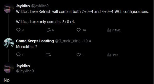 Слух: Intel Wildcat Lake Refresh предложат две конфигурации с 6 и 8 ядрами