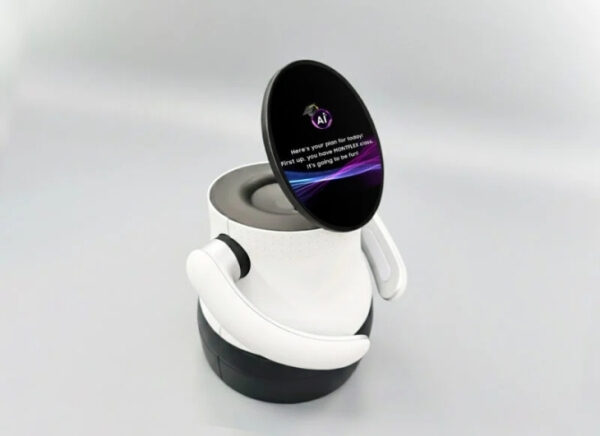 Робот-помощник с дисплеем, информирующий владельца о текущем плане на день.