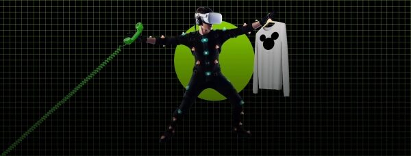 Индекс ажиотажа вокруг ИИ: Grok создает порно, а Клод Код отлично справляется с вашей работой. 3 Человек в VR-шлеме и костюме для захвата движения на сетчатом фоне с зеленым кругом.