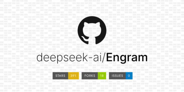 GitHub проект deepseek-ai/Engram с 391 звездой, 18 форками и 0 проблем.