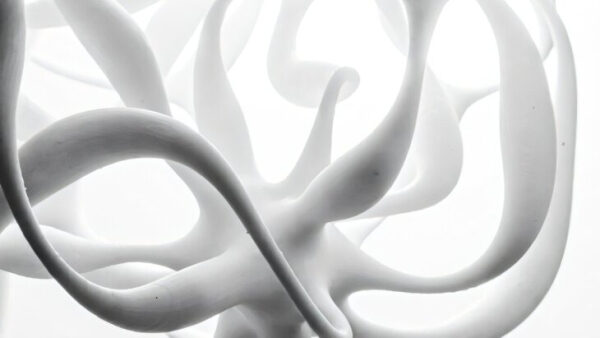 Абстрактные белые скульптурные линии на светлом фоне.