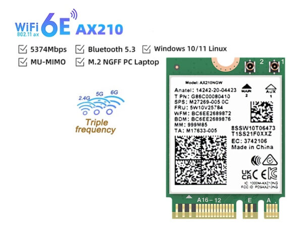 Модуль TelDaykemei Wi-Fi 6E Bluetooth 5.3 на базе чипа Intel AX210