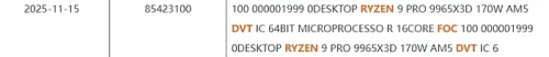 AMD Ryzen 9 PRO 9965X3D с теплопакетом 170 Вт замечен в отгрузочном манифесте AMD Ryzen 9 PRO 9965X3D с теплопакетом 170 Вт замечен в отгрузочном манифесте