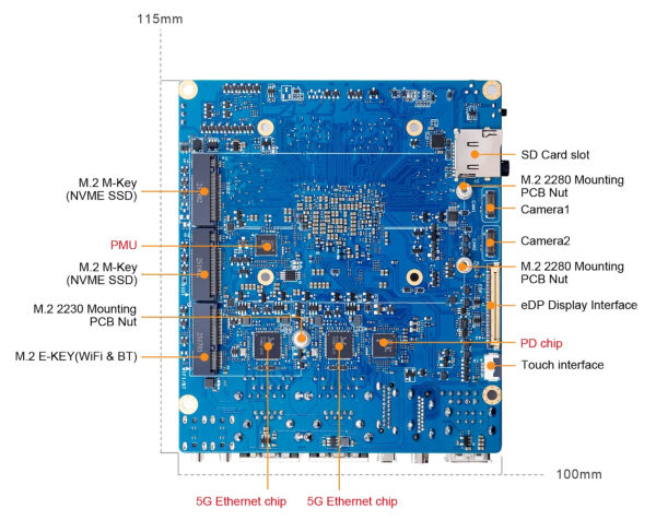 Orange Pi 6 Plus, вид снизу