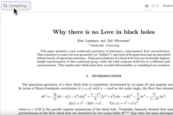 Статья о симметрии и возмущениях в черных дырах, авторы Алекс Лупсаска и Зои Сильверман.